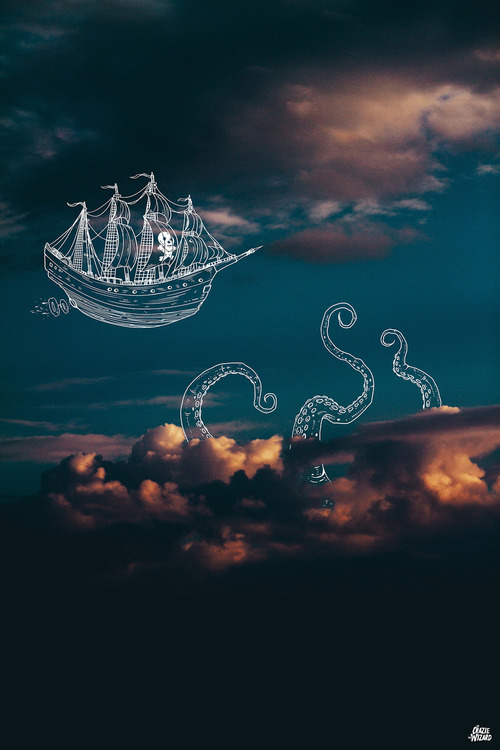 500x750 drawing art sky hipster vintage landscape boho indie paradise - Dark Clouds Drawing