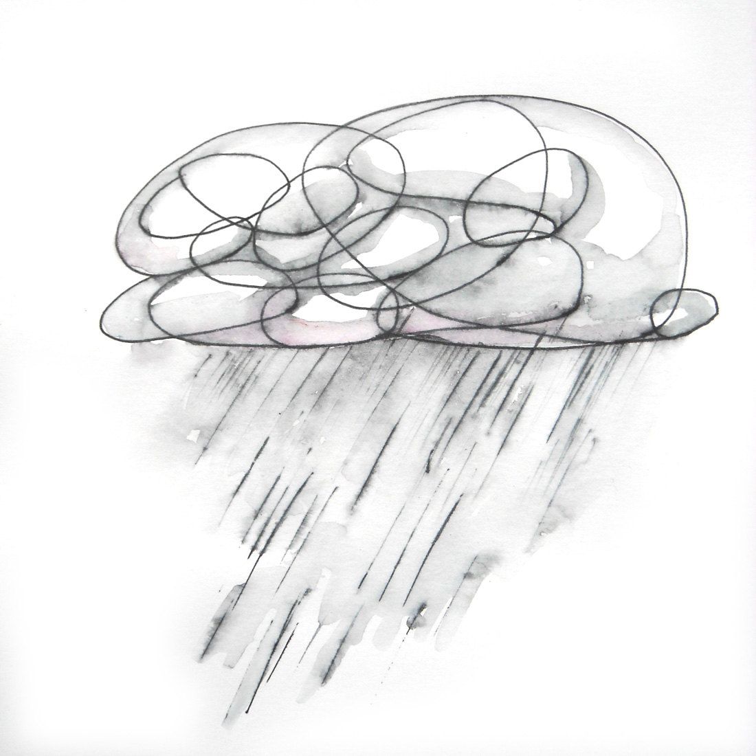 1100x1100 Cloud And Rain - Dark Clouds Drawing