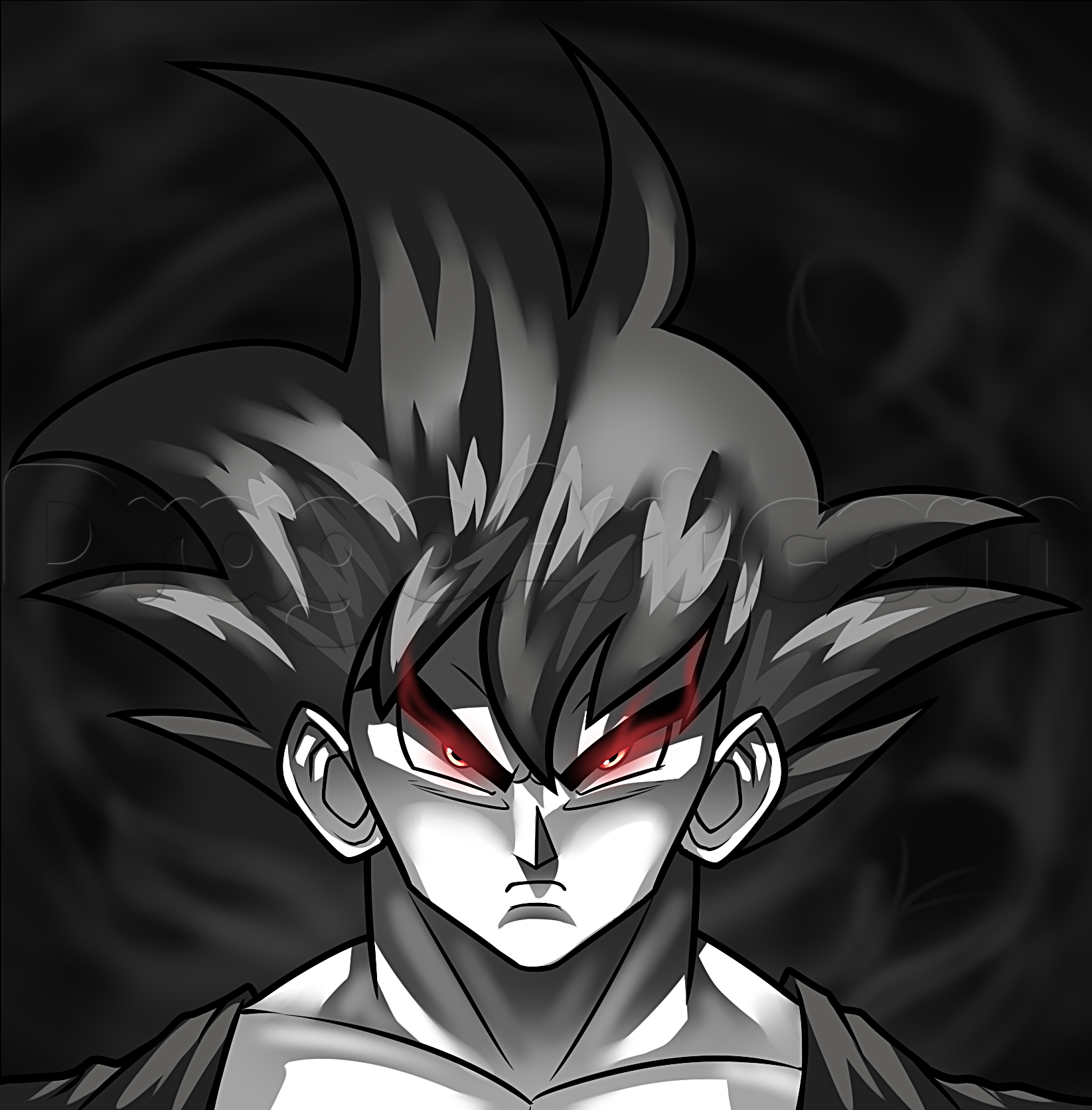 1645x1672 How To Draw Dark Goku, Step - Dark Dragon Drawing