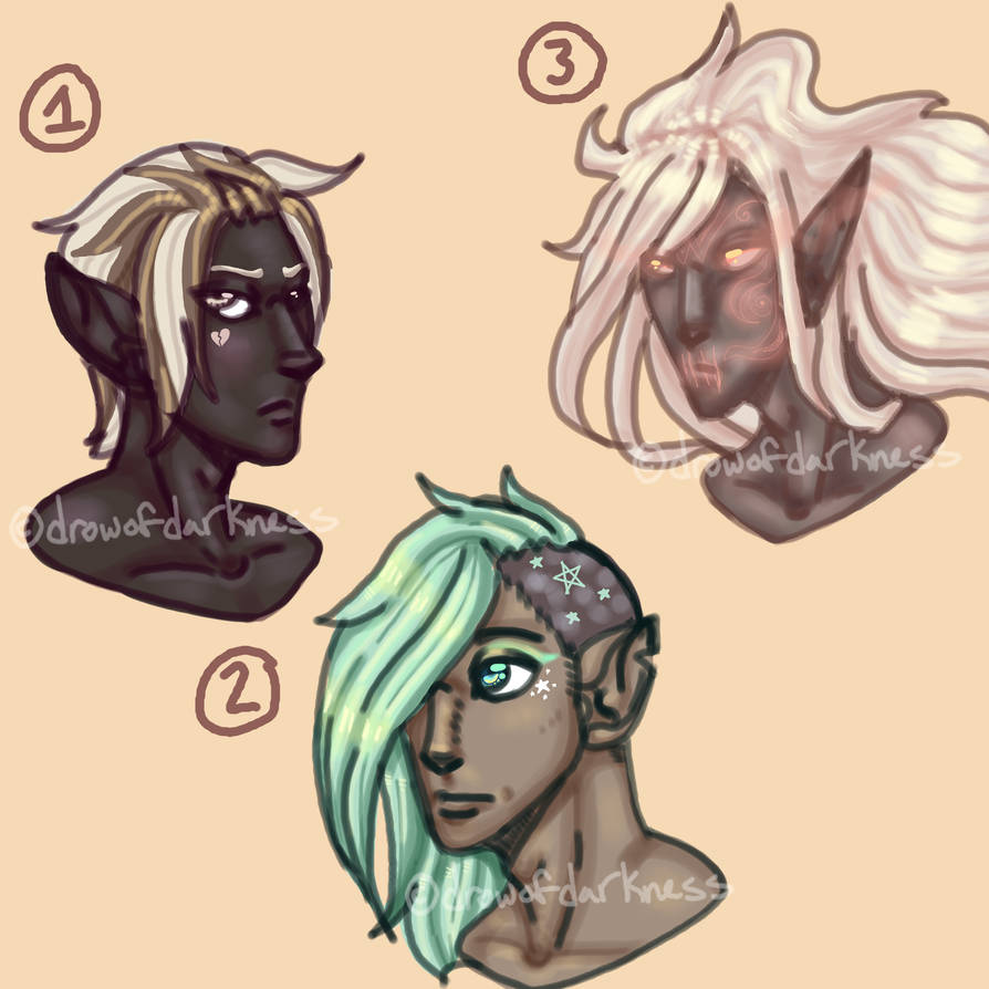 894x894 Closed Dark Elf Headshot Sketch Adopts - Dark Elf Drawing