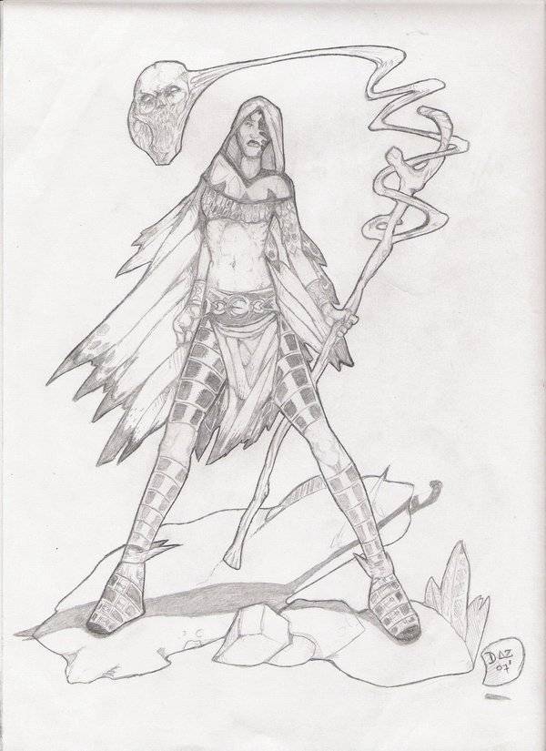 600x825 Dark Elf Invoker Dasete Dasete - Dark Elf Drawing