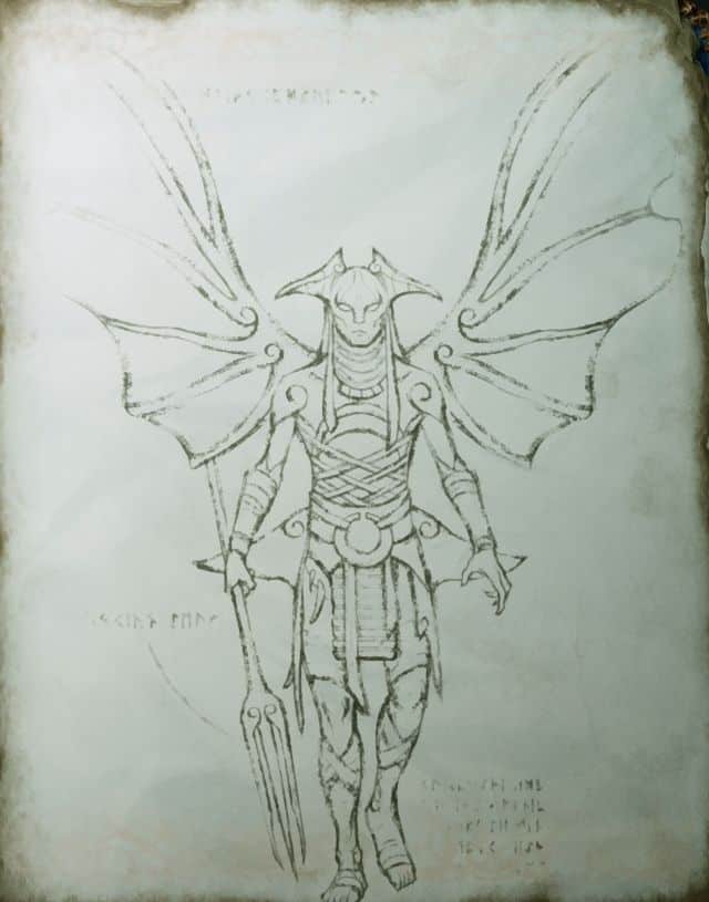 640x815 God Of War Bestiary All Monsters - Dark Elf Drawing