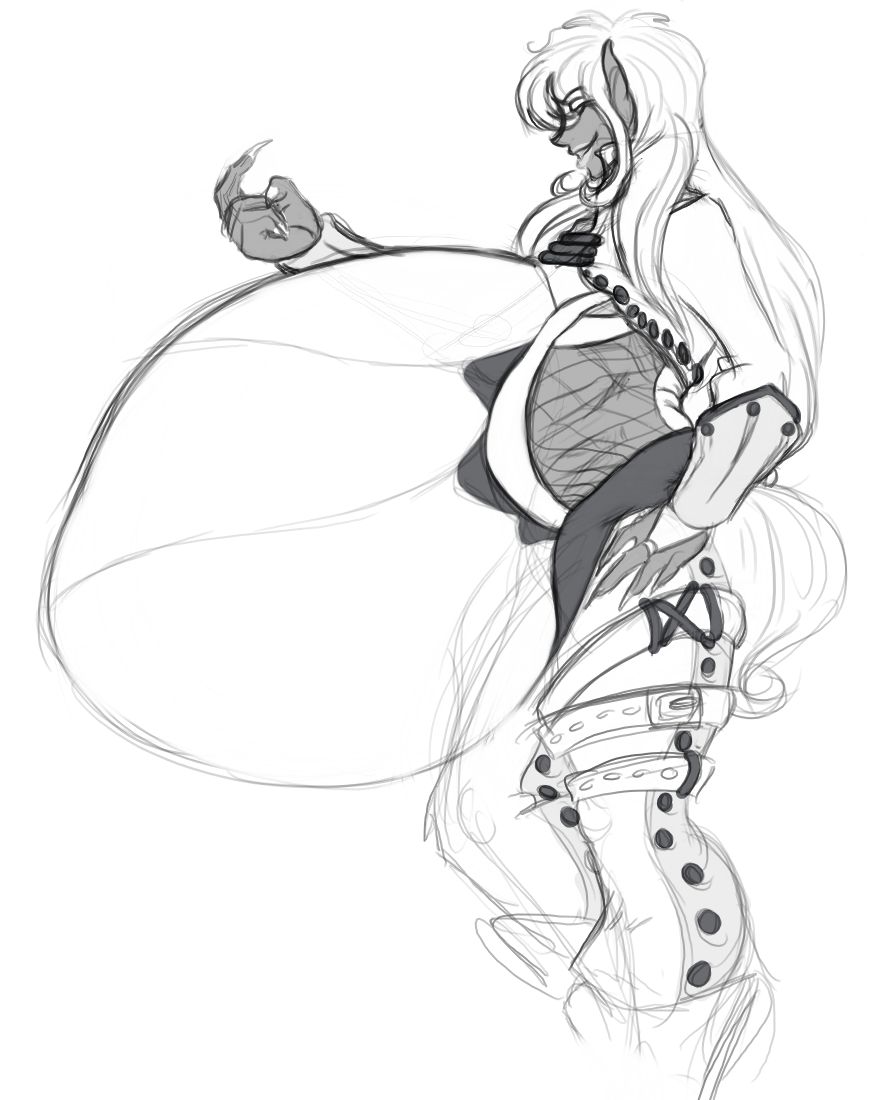 880x1100 elf lineart dark elf for free download - Dark Elf Drawing