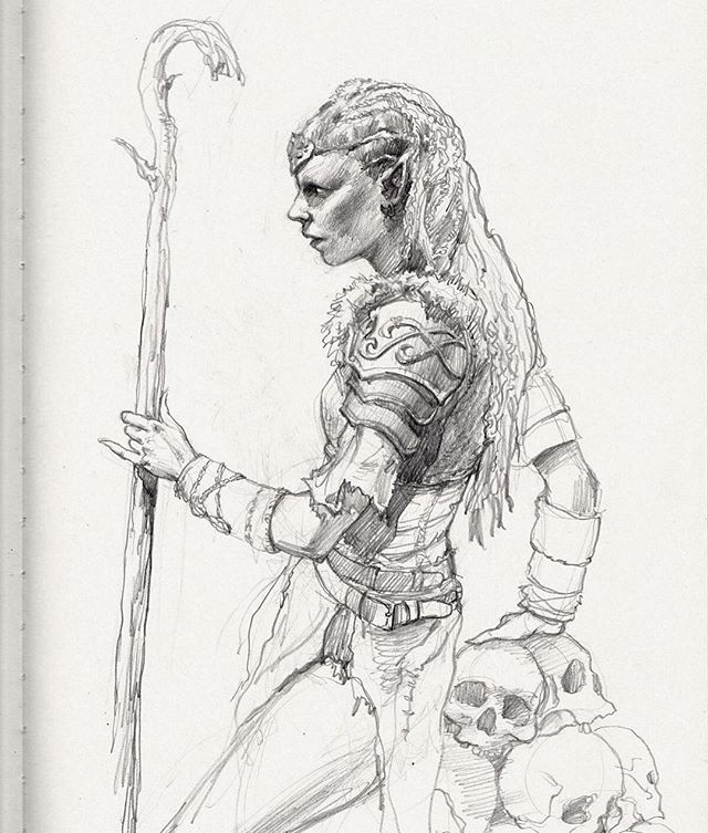 640x753 Man Eating Elf - Dark Elf Drawing