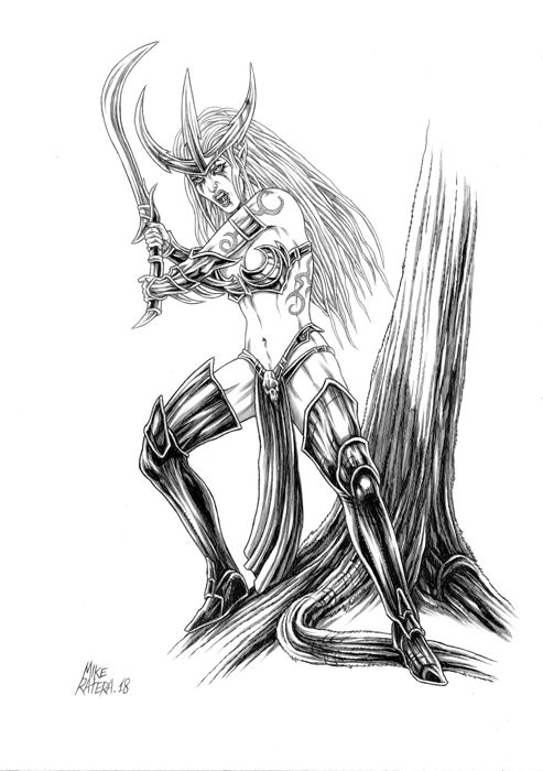 493x700 Ratera, Mike - Dark Elf Drawing