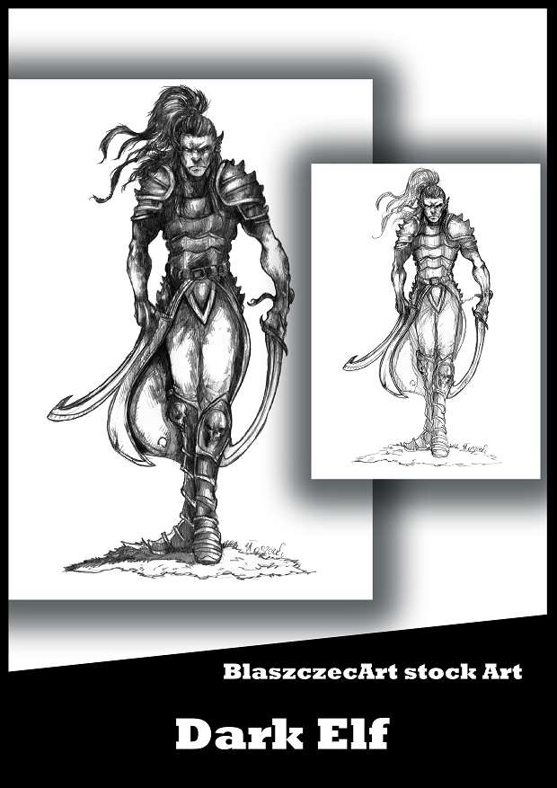 620x877 Blaszczecart Stock Art Dark Elf Bampw - Dark Elf Drawing