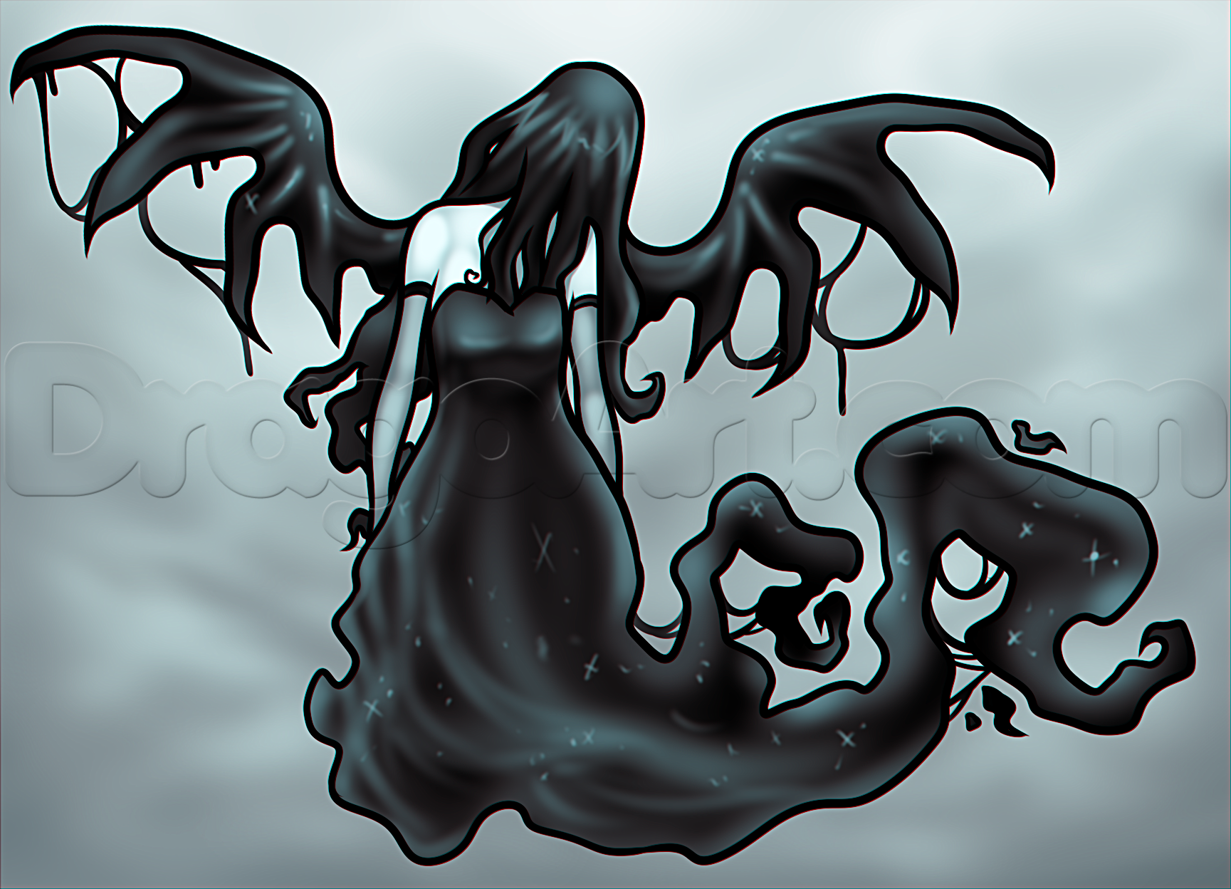 1729x1248 How To Draw A Dark Fairy, Step - Dark Fairy Drawing