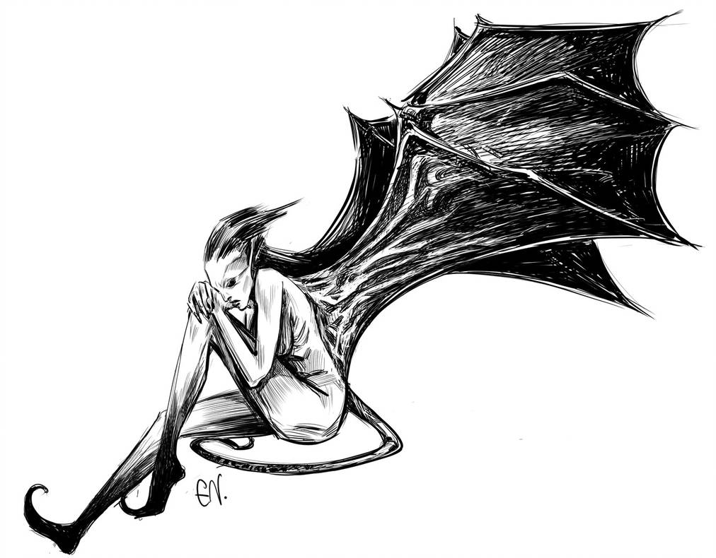 1012x790 Dark Fairy Sketch - Dark Fairy Drawing