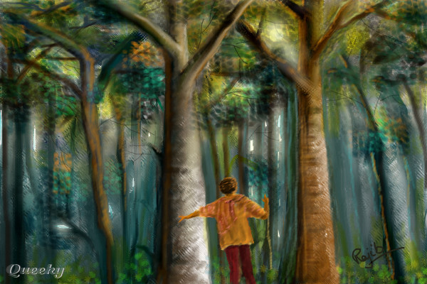 600x400 Dark Forest A Landscape Speedpaint Drawing - Dark Forest Drawing