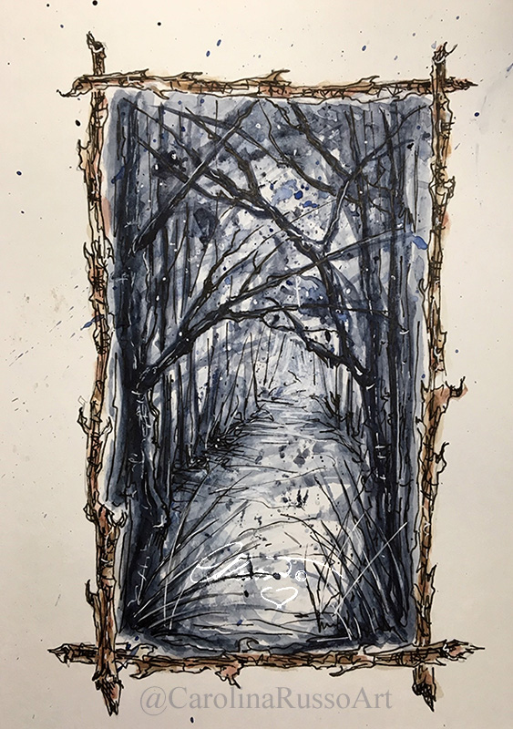 563x800 Inktober Mabsdrawlloweenclub Day Prickly Dark Forest - Dark Forest Drawing