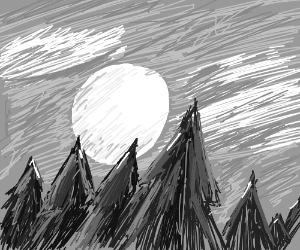 300x250 The White Sun Looms Over The Dark Forest Drawing - Dark Forest Drawing