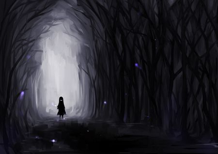 450x318 Creepy Art Creepy, Dark, Drawing, Forest - Dark Forest Drawing