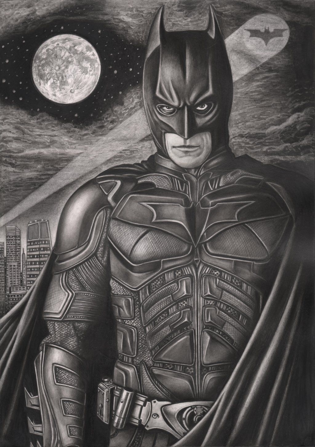 1024x1450 The Dark Knight' Graphite Drawing - Dark Knight Drawing