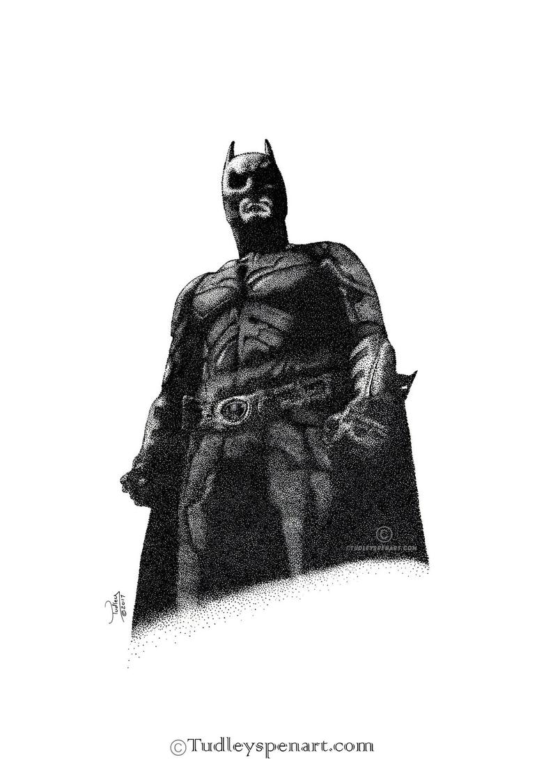 794x1123 The Dark Knight Pen Drawing Art Print Batman Etsy - Dark Knight Drawing