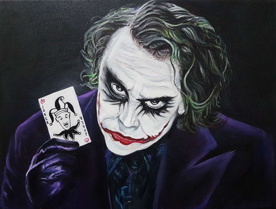 900x682 Joker The Dark Knight Painting - Dark Knight Joker Drawing