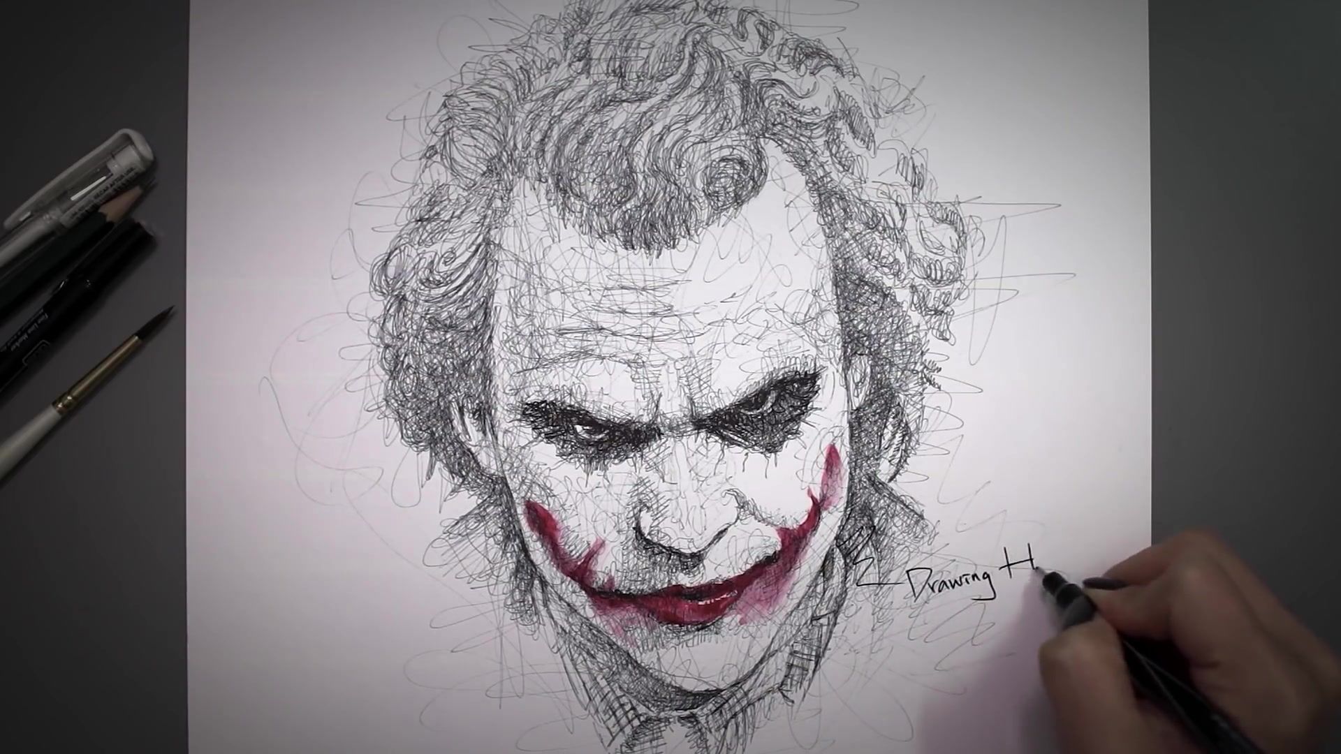 1920x1080 Drawing Hands Episode Speed Drawing Joker From 'the Dark - Dark Knight Joker Drawing