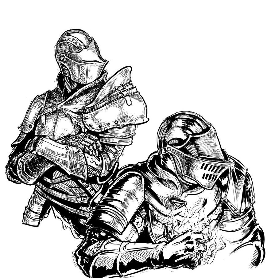 883x905 dark souls knights sketch - Dark Souls Drawing