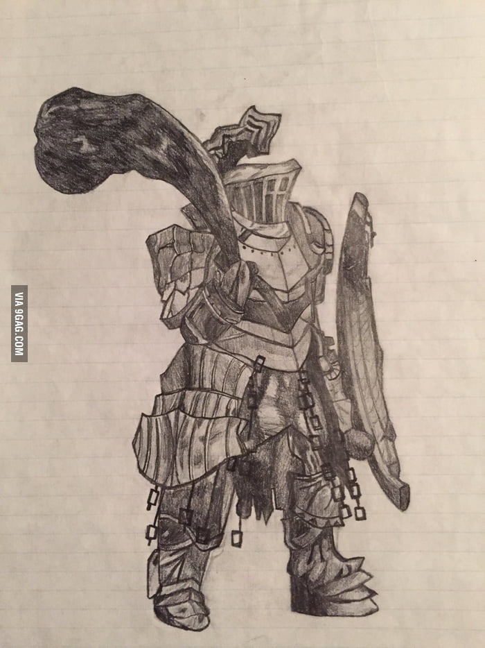 700x934 i've been drawing havel from dark souls in my math class - Dark Souls Drawing