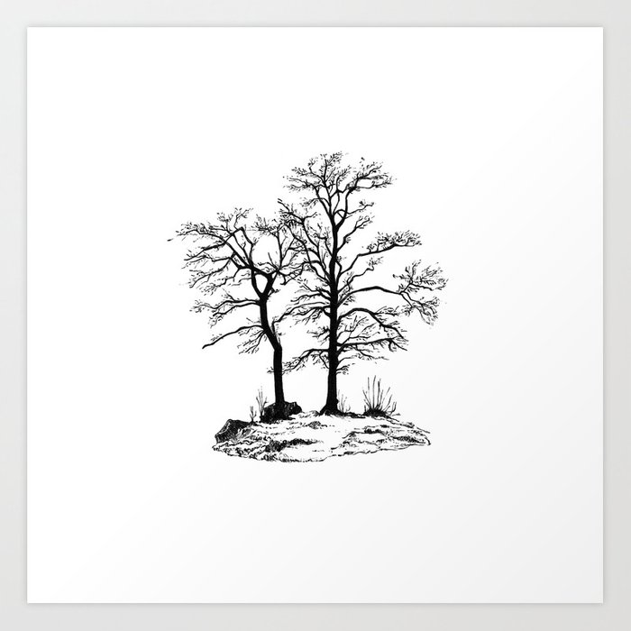 700x700 Dark Tree Silhouette Art Print - Dark Tree Drawing