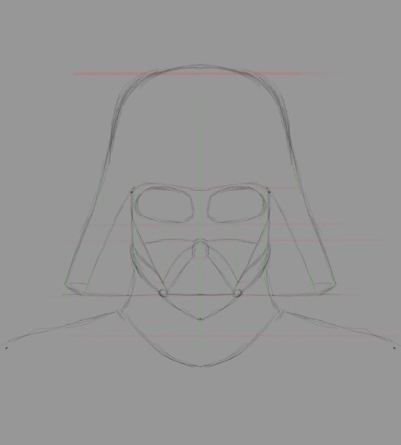 571x634 How To Draw Darth Vader From Star Wars - Dark Vader Drawing