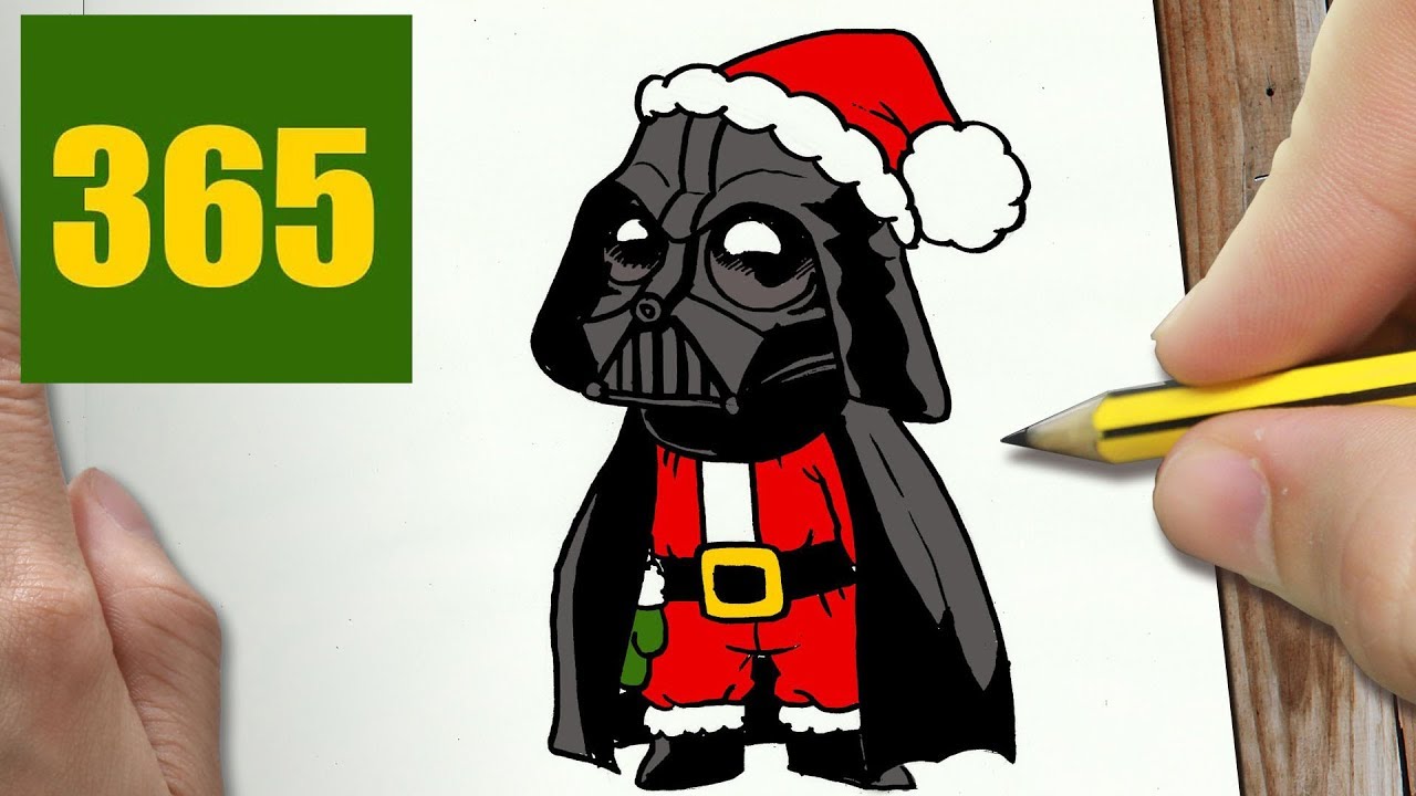1280x720 How To Draw A Darth Vader Christmas Cute, Easy Step - Darth Vader Cartoon Drawing