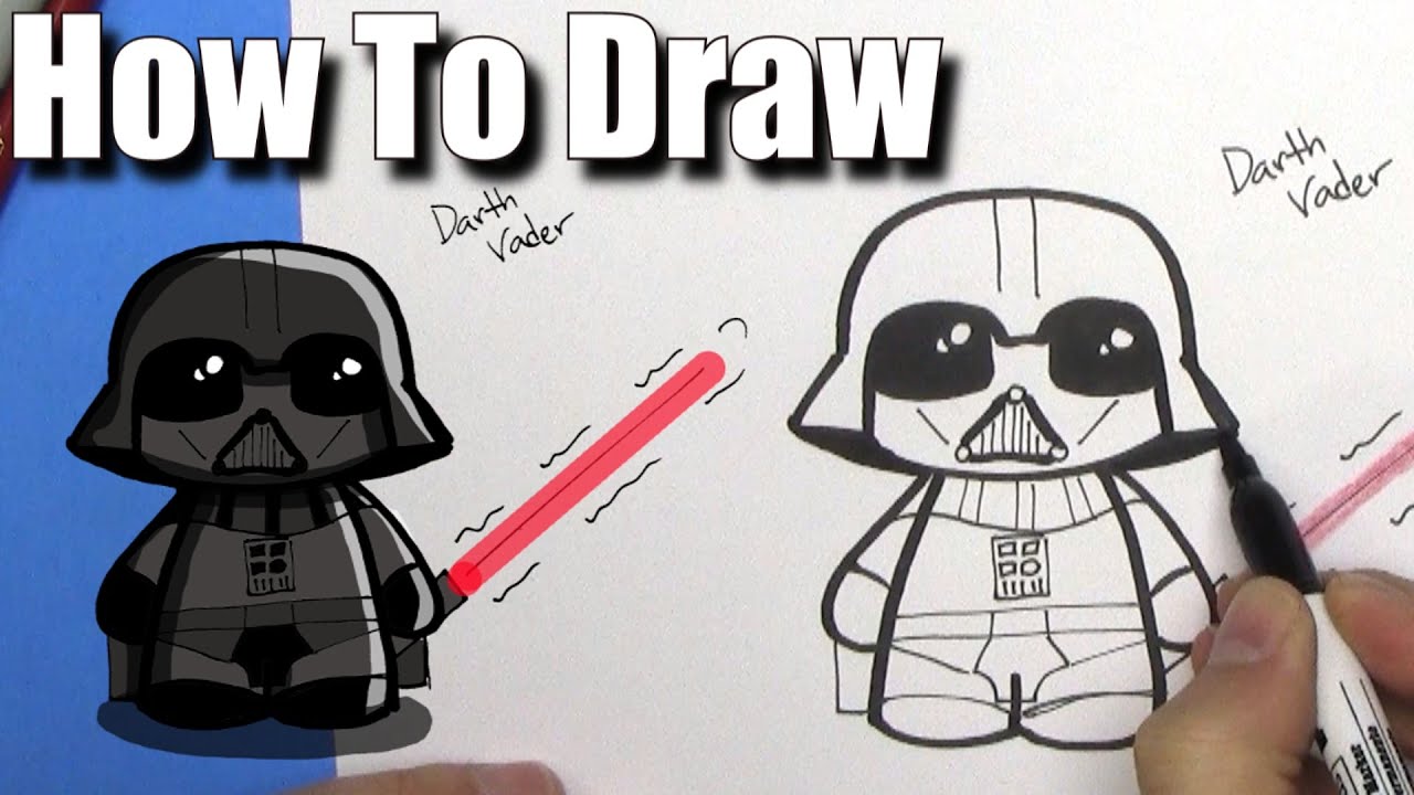 1280x720 How To Draw Cute Darth Vader - Darth Vader Cartoon Drawing