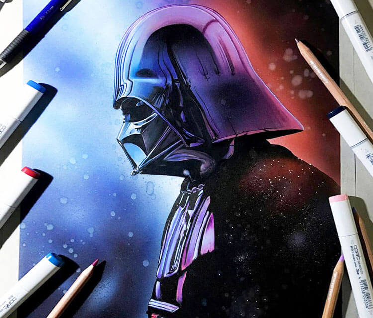 750x640 Darth Vader Color Drawing - Darth Vader Drawing