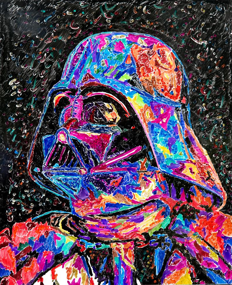 794x976 Dry Erase Colorful Darth Vader Drawing Hd Print Etsy - Darth Vader Drawing