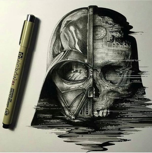 600x604 Sick Drawings On Twitter Sick Darth Vader - Darth Vader Drawing