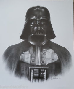 250x300 Star Wars Darth Vader Black White Pencil Print Art Drawing - Darth Vader Drawing