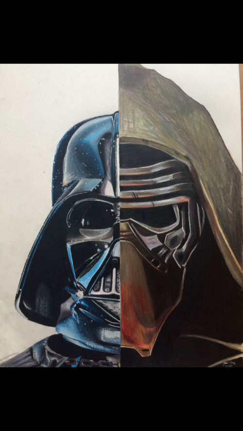 500x887 Star Wars Villains Kylo Ren Darth Vader Drawing Colored Pencil - Darth Vader Drawing