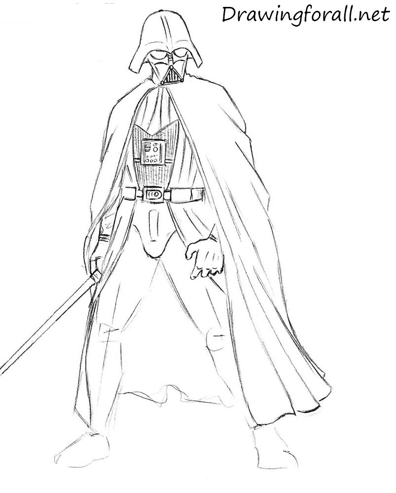 803x1000 darth vader line drawing with how to draw darth vader - Darth Vader Drawing For Kids