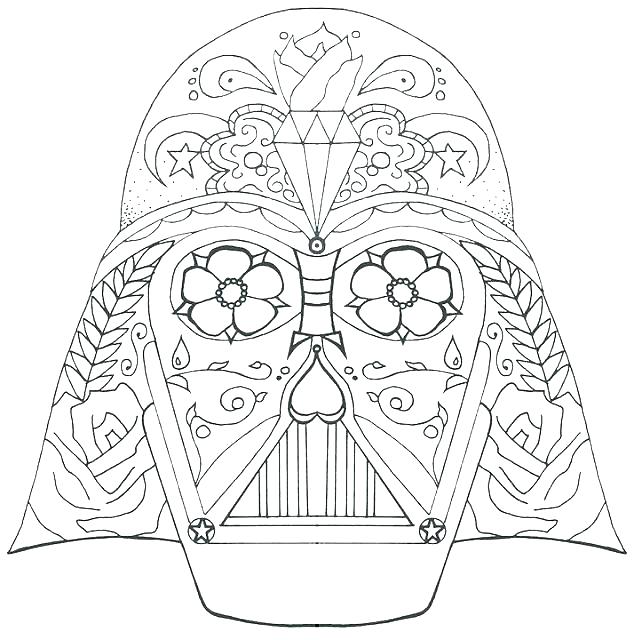 634x640 Printable Darth Vader Mask Mask Coloring - Darth Vader Helmet Drawing