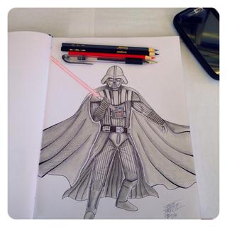 320x320 Darth Vader Cross Hatching Colored With Crayola Color Pencils - Darth Vader Lightsaber Drawing