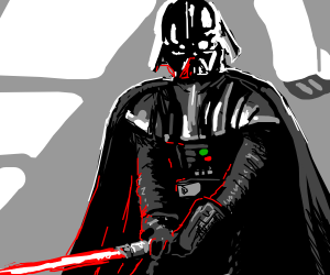 300x250 Realistic Darth Vader With Lightsaber Drawing - Darth Vader Lightsaber Drawing