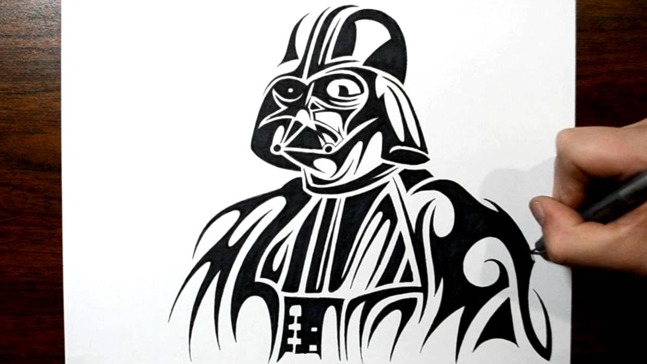 1280x720 How To Draw Darth Vader - Darth Vader Line Drawing