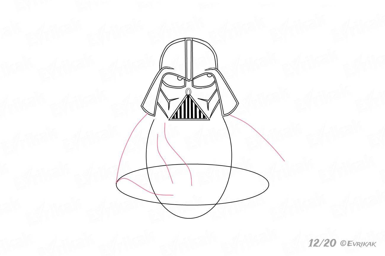 1300x867 How To Draw Darth Vader From The Movie Star Wars - Darth Vader Line Drawing