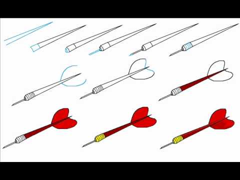 480x360 how to draw a plastic dart easy simple step - Darts Drawing