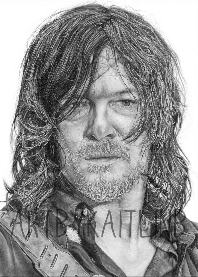 794x1113 print daryl dixon drawing etsy - Daryl Dixon Drawing