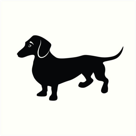 550x550 cute little dachshund drawing art prints - Daschund Drawing