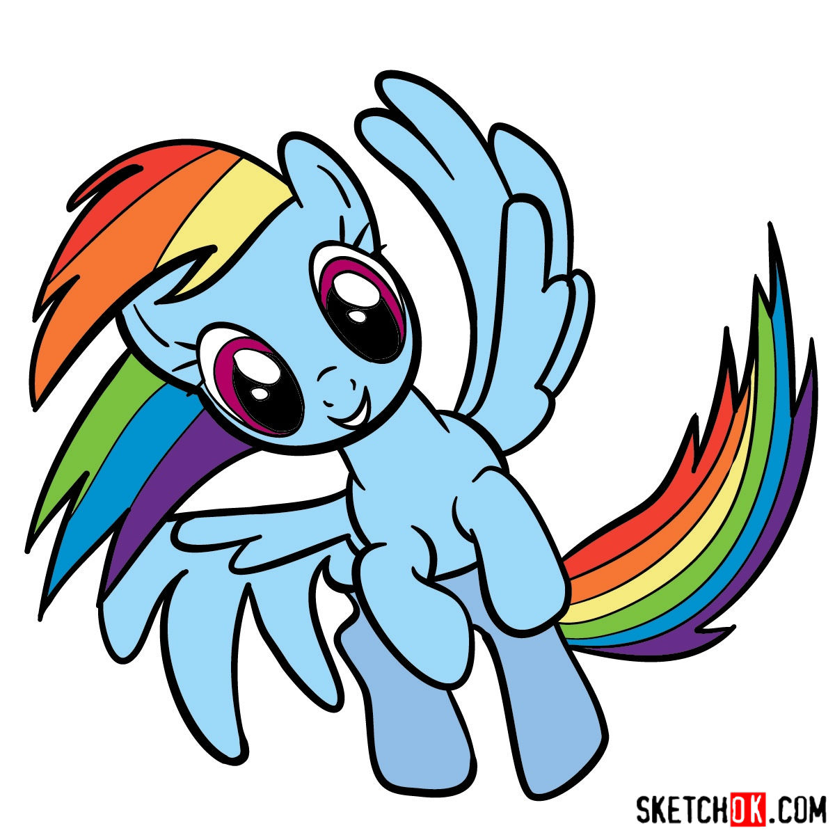 1200x1200 How To Draw Rainbow Dash In A Flight Mlp - Dash Drawing