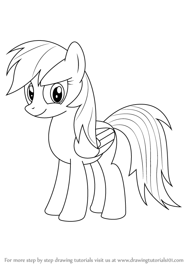 598x844 Learn How To Draw Rainbow Dash From My Little Pony Friendship Is - Dash Drawing