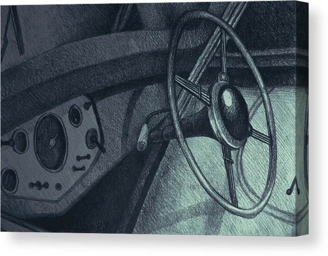 661x516 Vintage Car Dashboard Drawing Illustration Canvas Print Canvas - Dashboard Drawing
