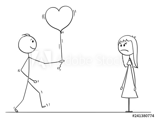 500x383 Cartoon Stick Drawing Conceptual Illustration Of Loving Man Or Boy - Date Drawing