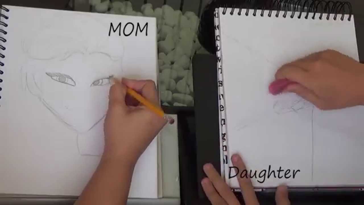 1280x720 draw off! mom and daughter draw disney princesses you judge - Daughter Drawing