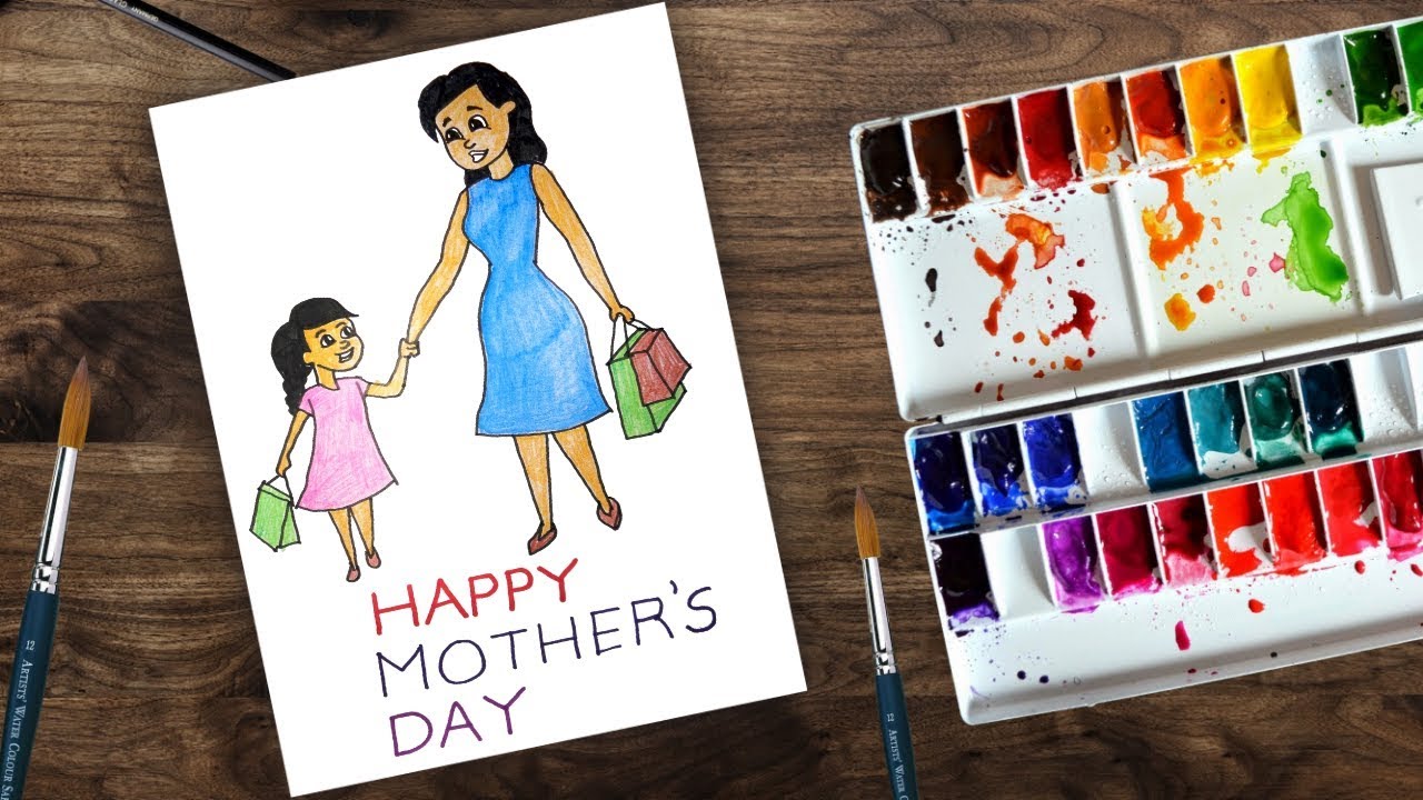 1280x720 mother's day drawing how to draw mom and daughter mother - Daughter Drawing
