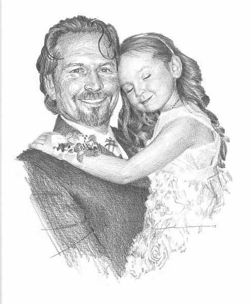 496x600 dad daughter hug drawing - Daughter Drawing