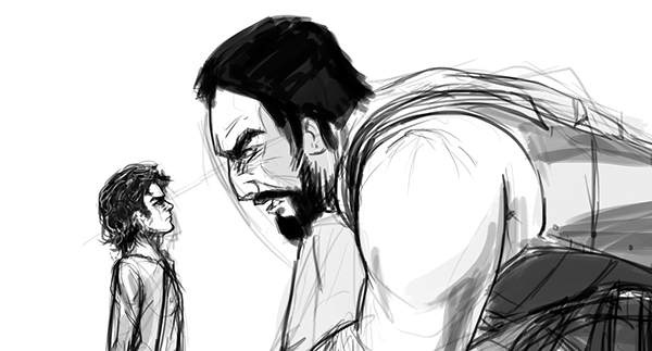 600x323 illustration sketch david and goliath on behance - David And Goliath Drawing