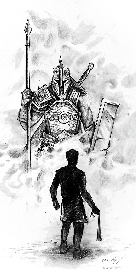 450x900 Quick Sketch - David And Goliath Drawing