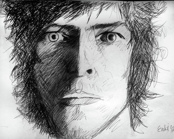 600x480 David Bowie Pen Drawing Poster - David Bowie Drawing